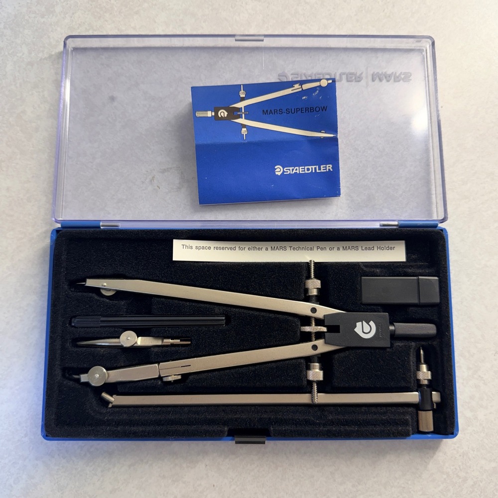 Staedtler Mars Superbow Drafting Set Germany Compass Extension Bar Engineering